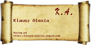 Klausz Alexia névjegykártya